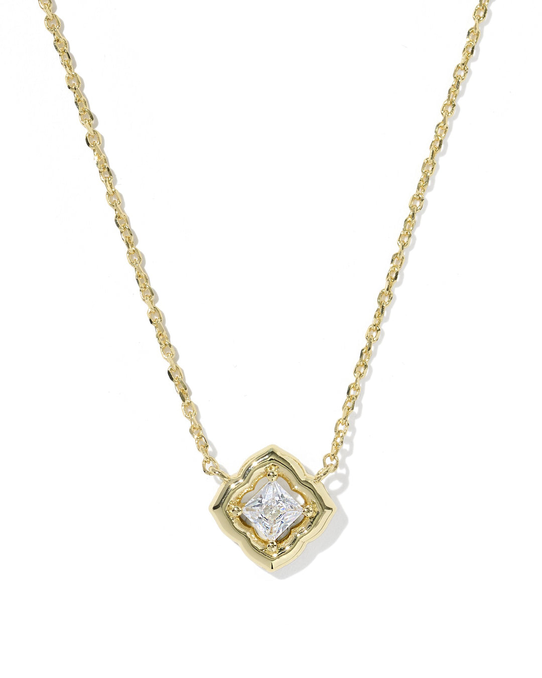 KENDRA SCOTT MALLORY CRYSTAL SHORT PENDANT NECKLACE - GOLD WHITE