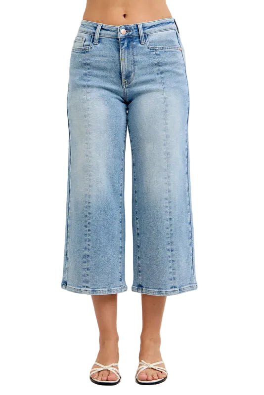 JUDY BLUE MR WIDE FRONT SEAM CROP JEANS - 24.5" INSEAM - LIGHT