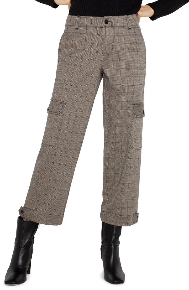 UTILITY CROP W/TAB HEM & CARGO POCKETS - 26" INSEAM - PEPPERCORN PLAID