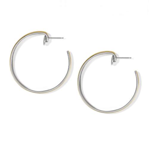 FERRARA ENTRATA MEDIUM HOOP EARRINGS - SILVER-GOLD