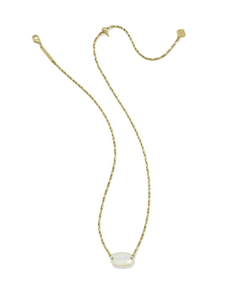 KENDRA SCOTT ELISA RIVETED SHORT PENDANT NECKLACE - GOLD IVORY MOP