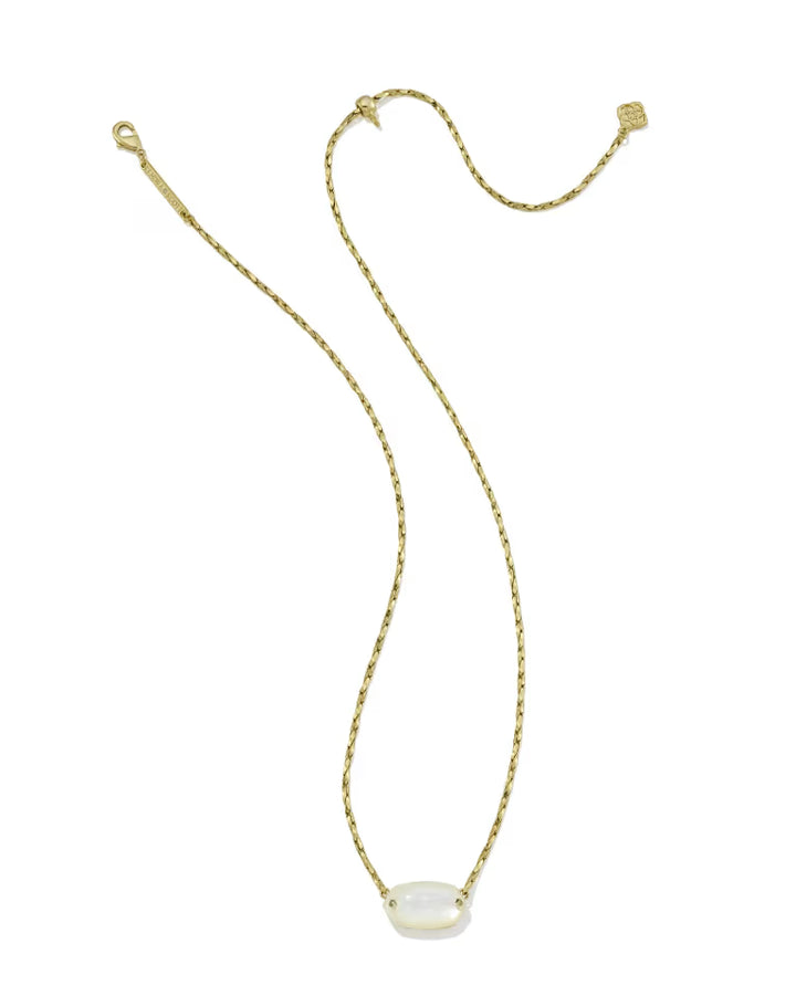 KENDRA SCOTT ELISA RIVETED SHORT PENDANT NECKLACE - GOLD IVORY MOP