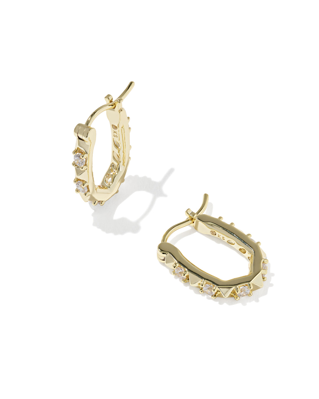 KENDRA SCOTT FATE HUGGIE EARRINGS - GOLD WHITE CZ