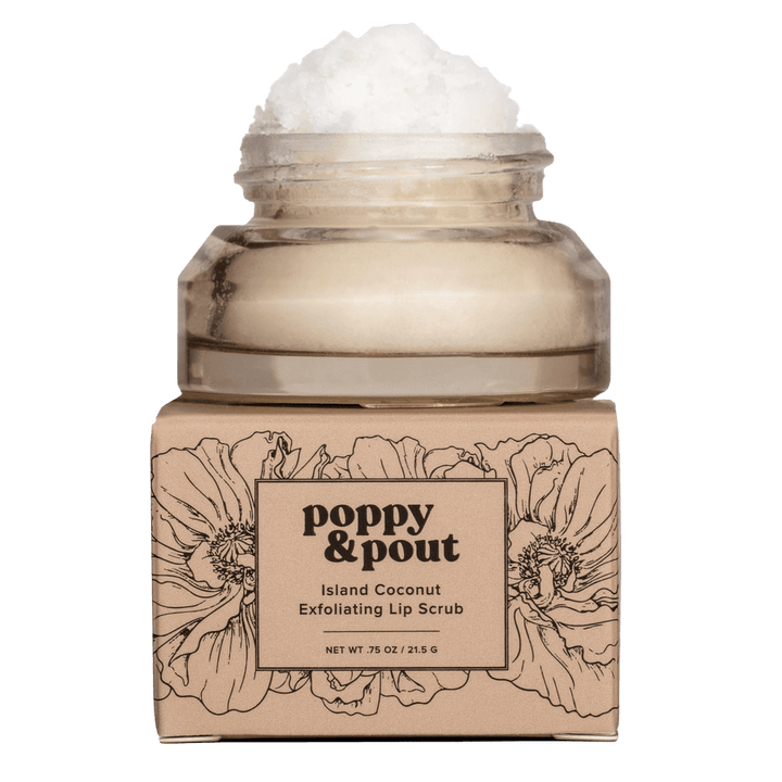 POPPY & POUT EXFOLIATING LIP SCRUB - ISLAND COCONUT