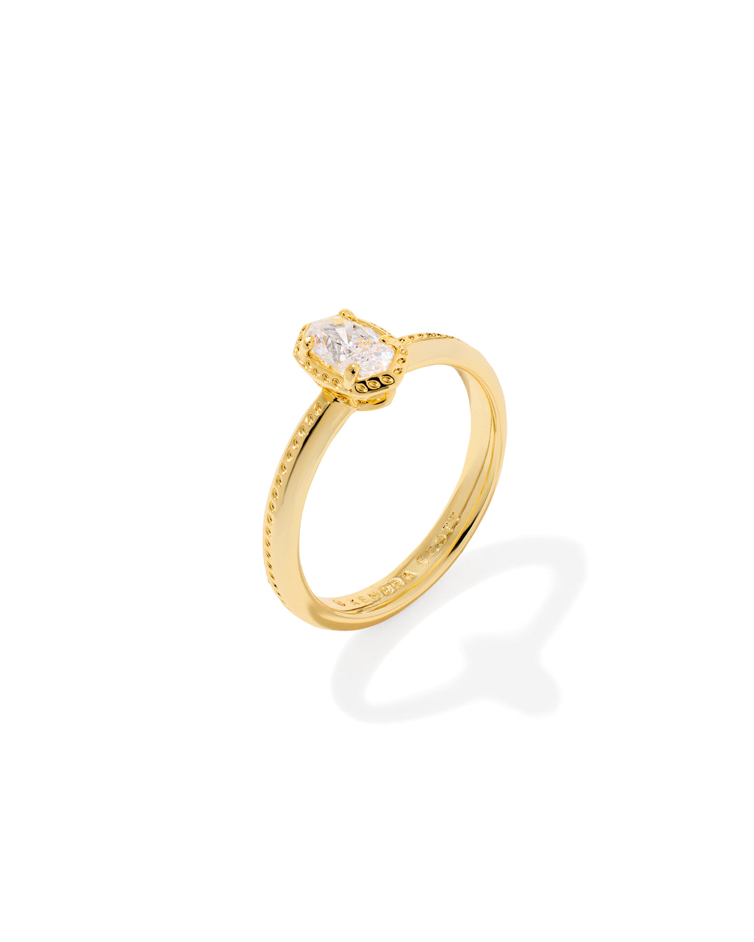 KENDRA SCOTT MINI ELYSE LUXE BAND RING - GOLD WHITE CZ 7