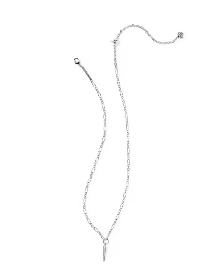 KENDRA SCOTT FATE SHORT PENDANT NECKLACE - SILVER WHITE CZ