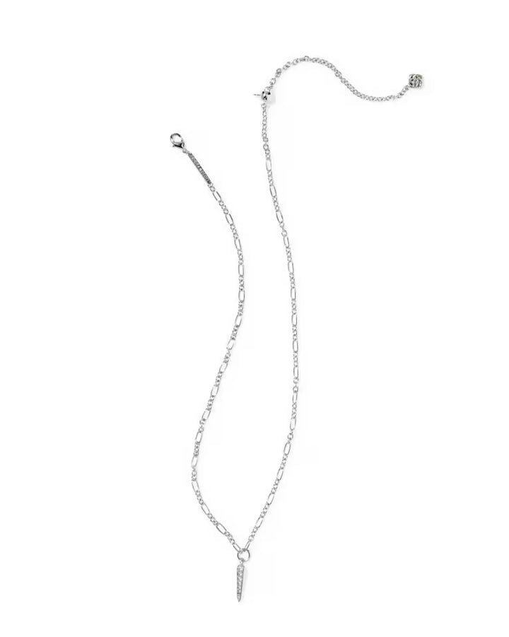 KENDRA SCOTT FATE SHORT PENDANT NECKLACE - SILVER WHITE CZ