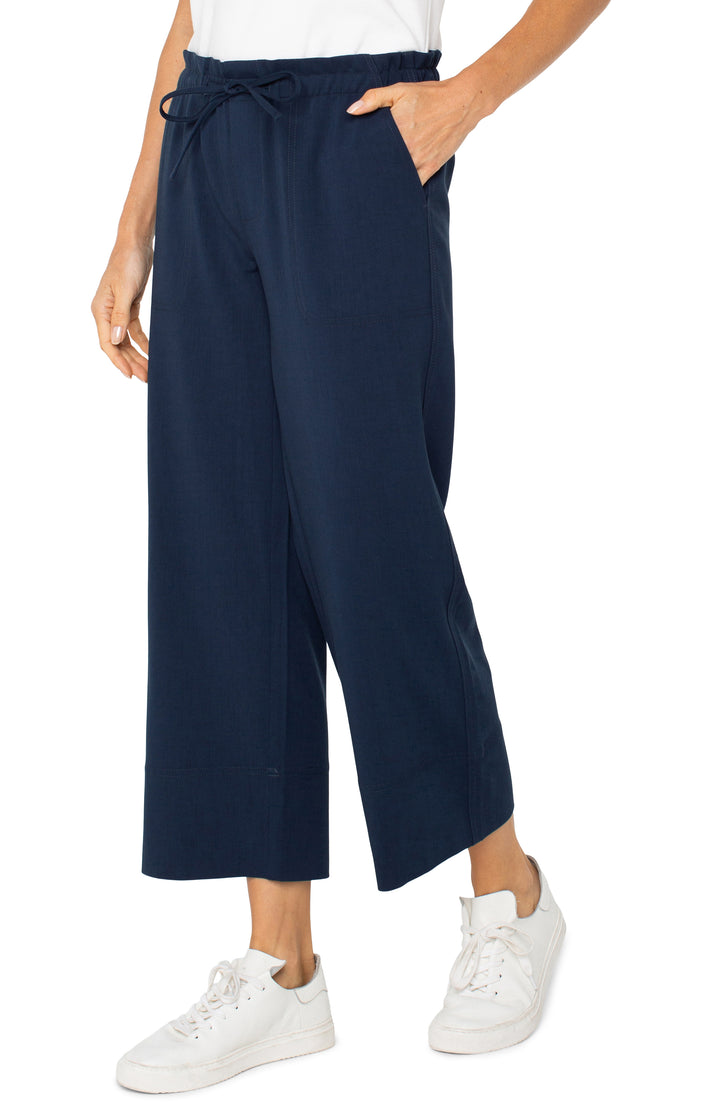 PULL ON TIE WAIST WIDE LEG ANKLE 26"INSEAM - DARK NAVY