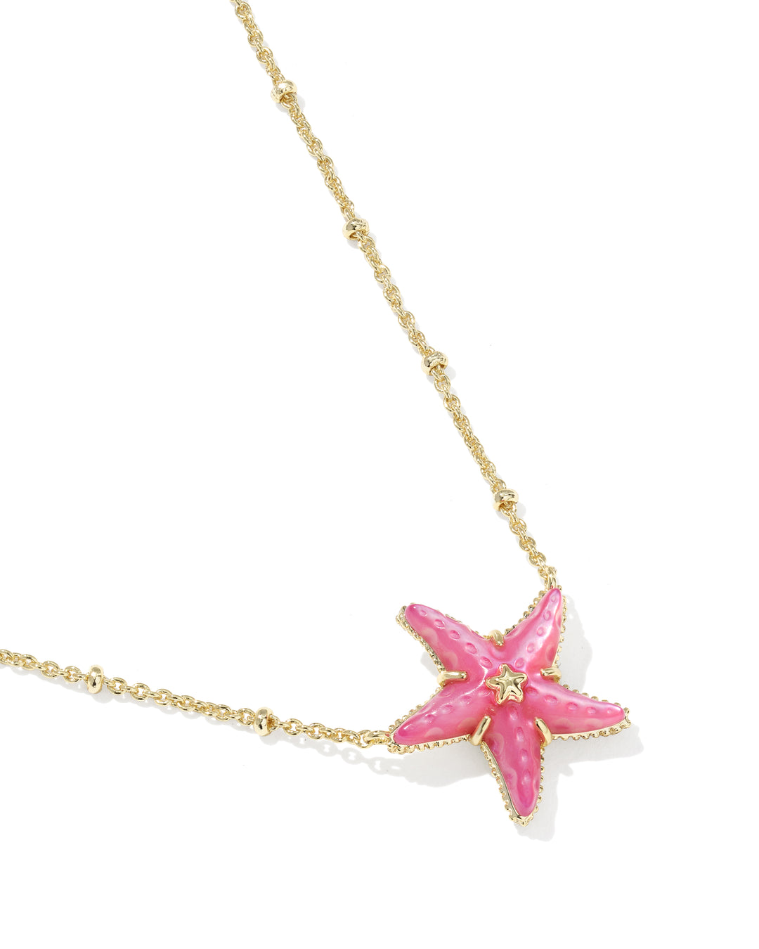 KENDRA SCOTT PARKER STARFISH SHORT PENDANT NECKLACE - GOLD BRIGHT PINK MOP