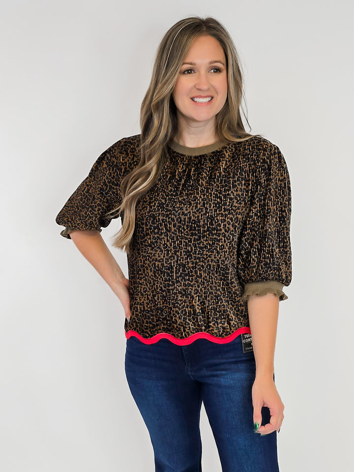 SHORT SLEEVE SWEATER - BROWN