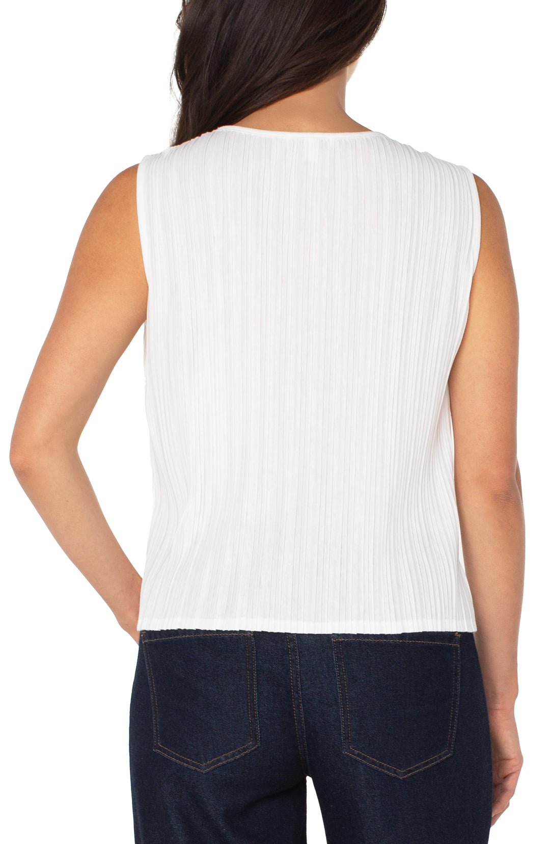 SLEEVELESS CREW NECK KNIT TOP - VINTAGE WHITE