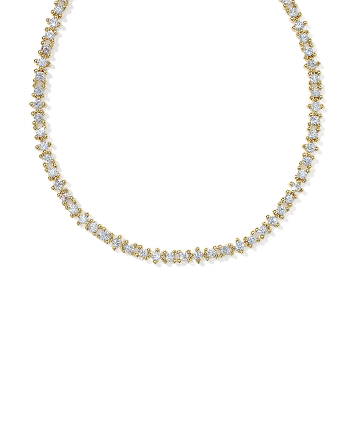KENDRA SCOTT FATE TENNIS NECKLACE - GOLD WHITE CZ