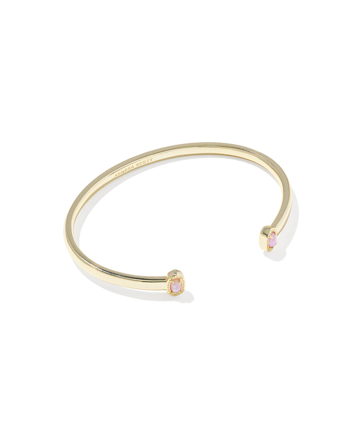 KENDRA SCOTT MINI ELTON CUFF BRACELET - GOLD LIGHT PINK OPAL S/M