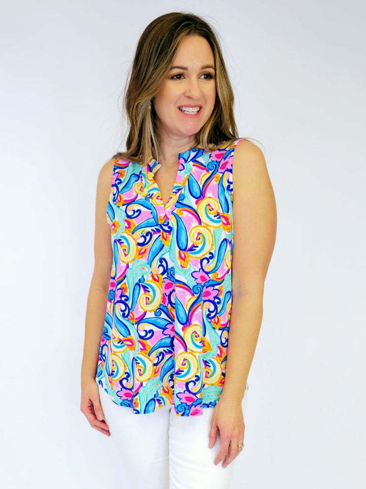 DEAR SCARLETT STRETCHY LIZ TANK TOP - MULTI PAISLEY