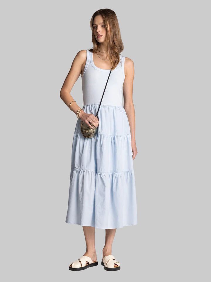 SLEEVELESS TANK TIERED MIDI SOLENNE DRESS - ICE BLUE