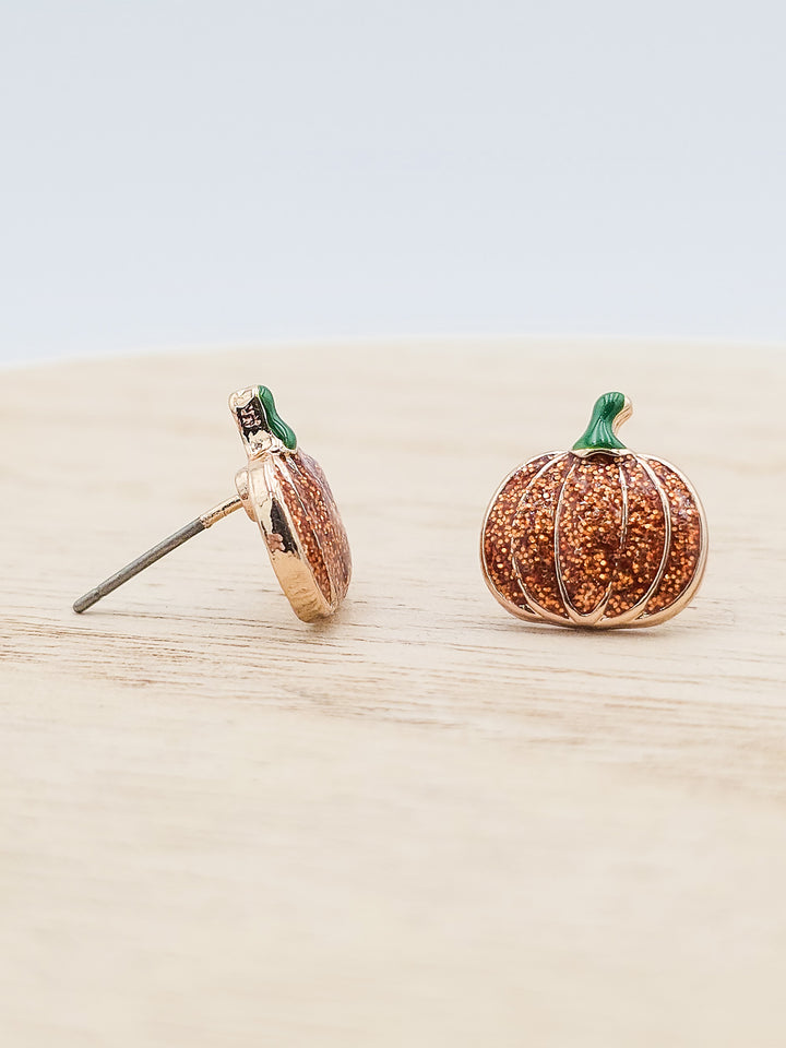 1/4" ENAMEL STUD EARRINGS, PUMPKIN