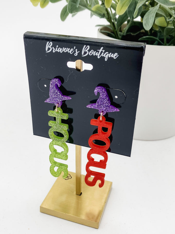 ACRYLIC HOCUS POCUS DANGLE EARRINGS