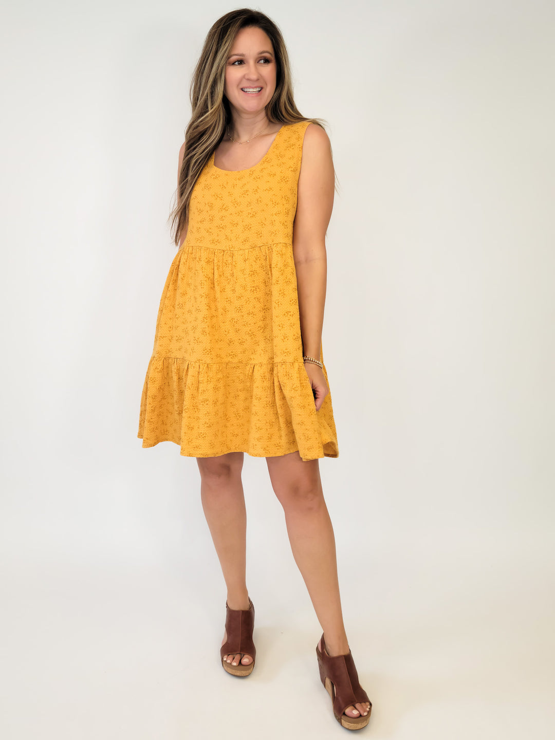 COTTON GAUZE DITSY FLORAL SLEEVELESS DRESS - MANGO