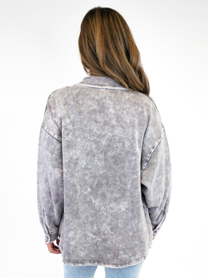 SIMPLY SOUTHERN ACID WASH SHACKET - LEAD