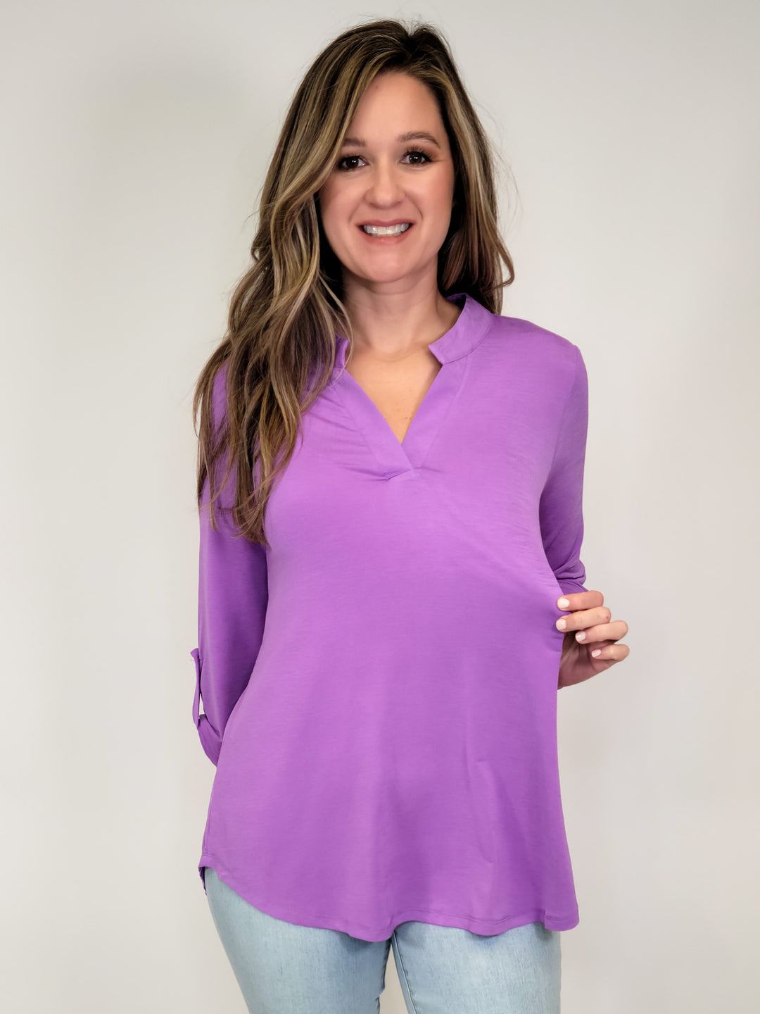 SOLID STRETCHY LIZZY  TOP - LAVENDER