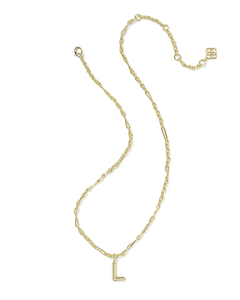 KENDRA SCOTT BUBBLE LETTER L SHORT PENDANT NECKLACE - GOLD