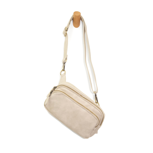 KYLIE DOUBLE ZIP SLING/BELT BAG - LINEN