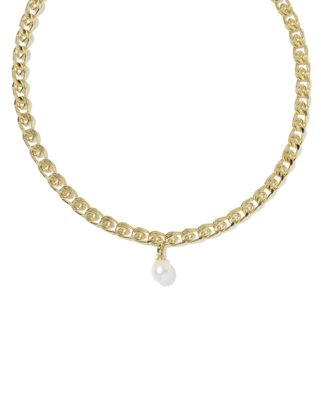 KENDRA SCOTT OAKLAND PEARL SHORT PENDANT NECKLACE - GOLD FRESHWATER CULTURED PEARL