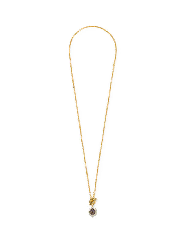 KENDRA SCOTT DAPHNE CRYSTAL FRAME TOGGLE NECKLACE - GOLD BRONZE VEINED AMETHYST