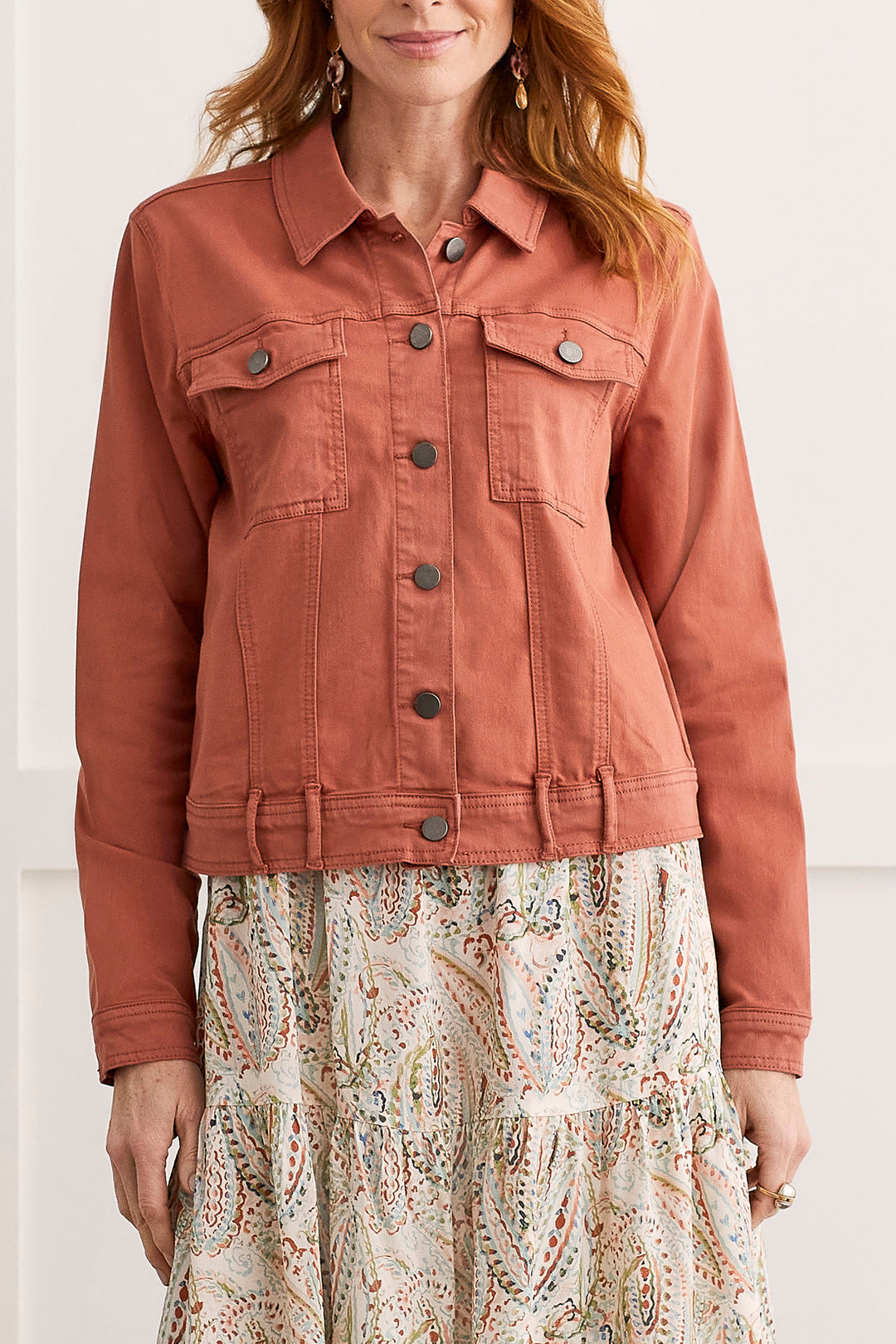 LONG SLEEVE BUTTON FRONT JACKET - COPPER