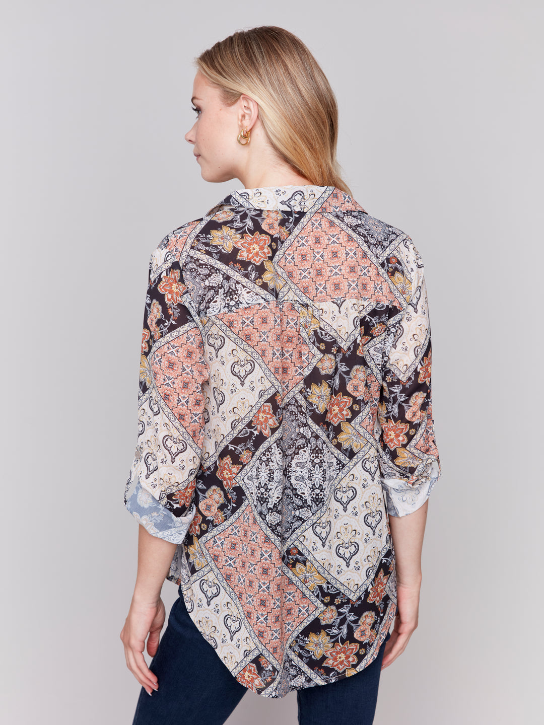 BUTTON FRONT BLOUSE - PAISLEY