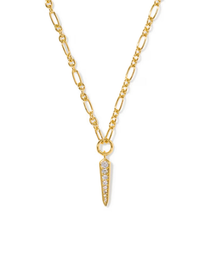 KENDRA SCOTT FATE SHORT PENDANT NECKLACE - GOLD WHITE CZ