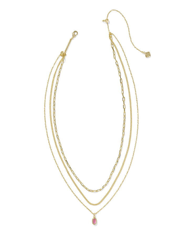 KENDRA SCOTT MINI ELISA TRIPLE STRAND NECKLACE - GOLD AZALEA ILLUSION