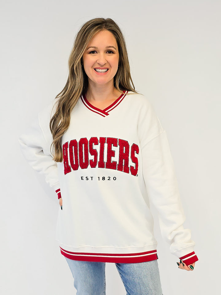 HOOSIERS VARSITY V-NECK PULLOVER - WHITE