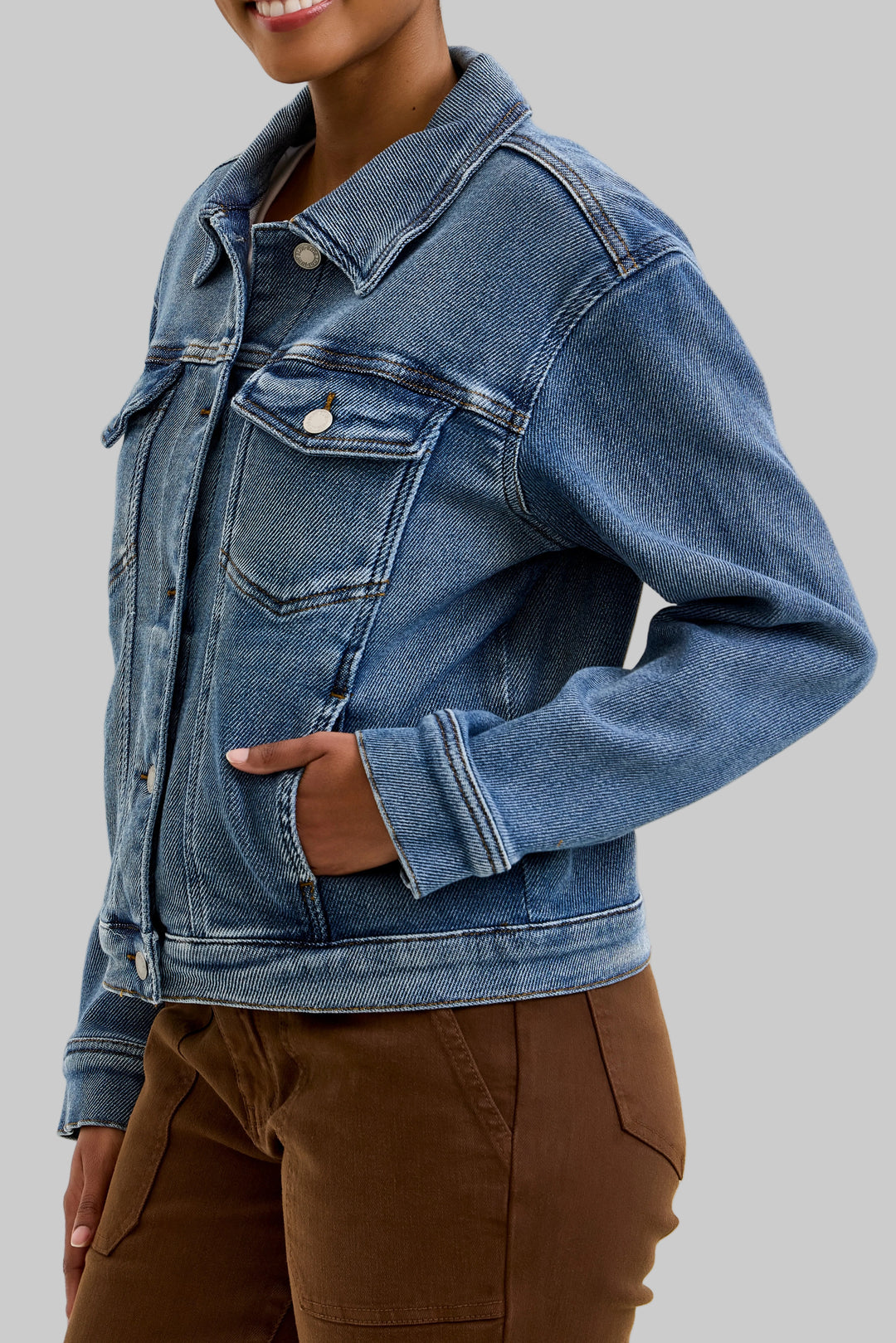 JUDY BLUE CICLY TRUCKER JACKET - MEDIUM STONE