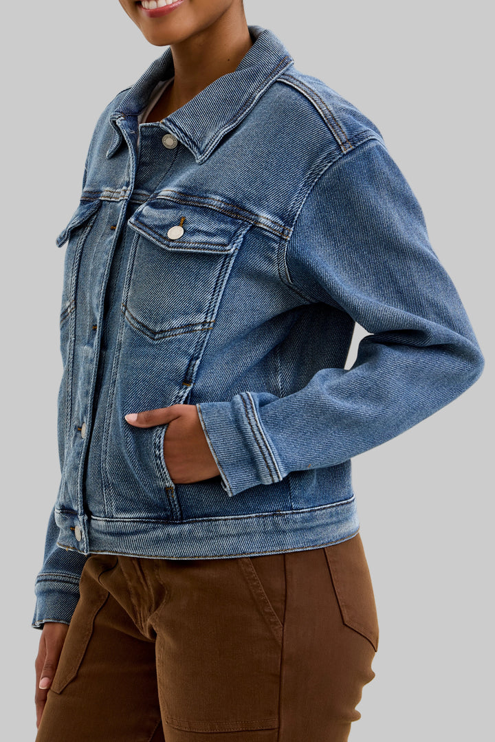 JUDY BLUE CICLY TRUCKER JACKET - MEDIUM STONE