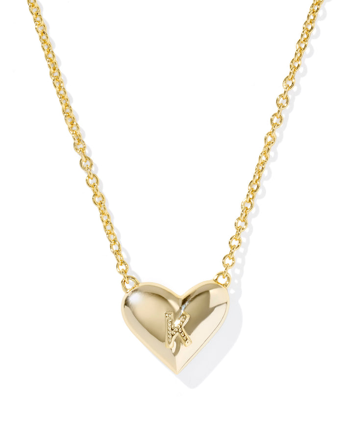 KENDRA SCOTT HEART LETTER K SHORT PENDANT NECKLACE - GOLD IVORY MOP