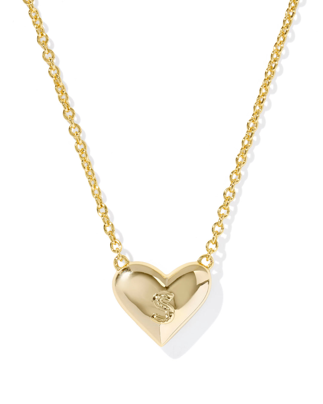 KENDRA SCOTT HEART LETTER S SHORT PENDANT NECKLACE - GOLD IVORY MOP