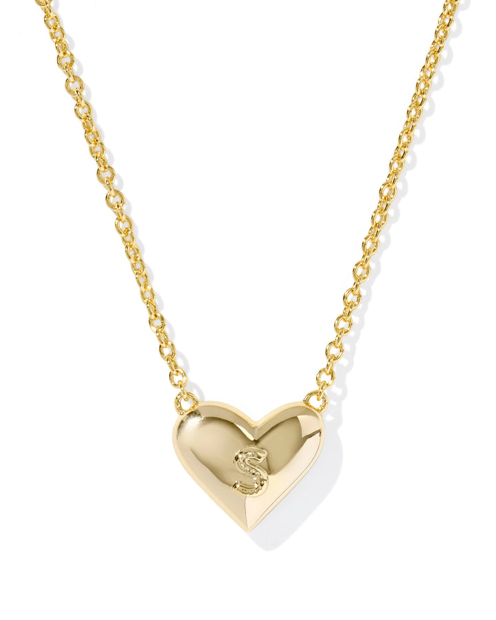 KENDRA SCOTT HEART LETTER S SHORT PENDANT NECKLACE - GOLD IVORY MOP