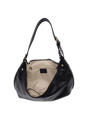 LEO CRESCENT SHOULDER BAG - BLACK