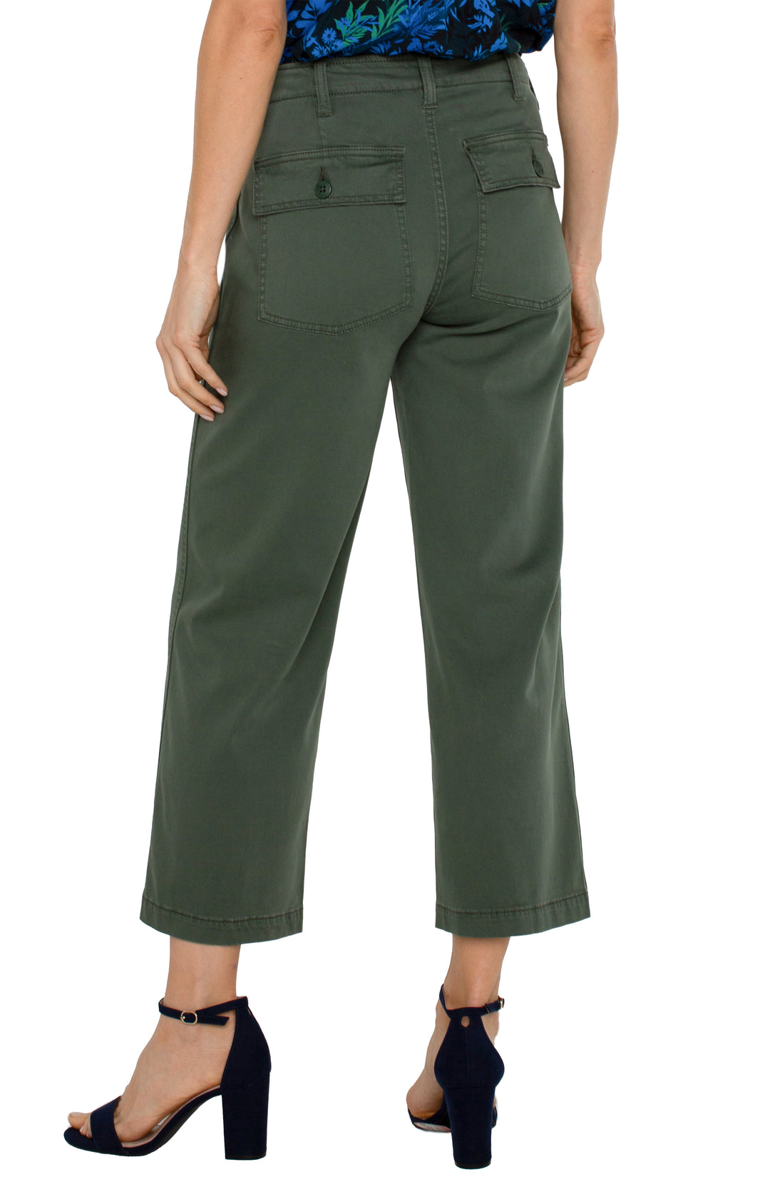 CARGO CROP WIDE LEG - 26" INSEAM - MOSS GREEN