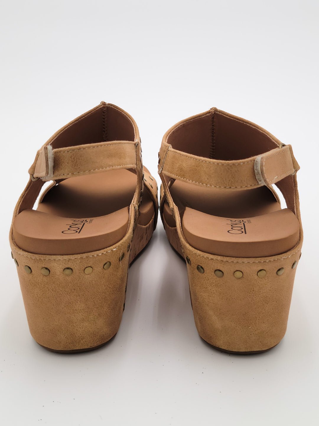 CORKY'S CARLEY STUDDED WEDGE SANDAL - TAUPE