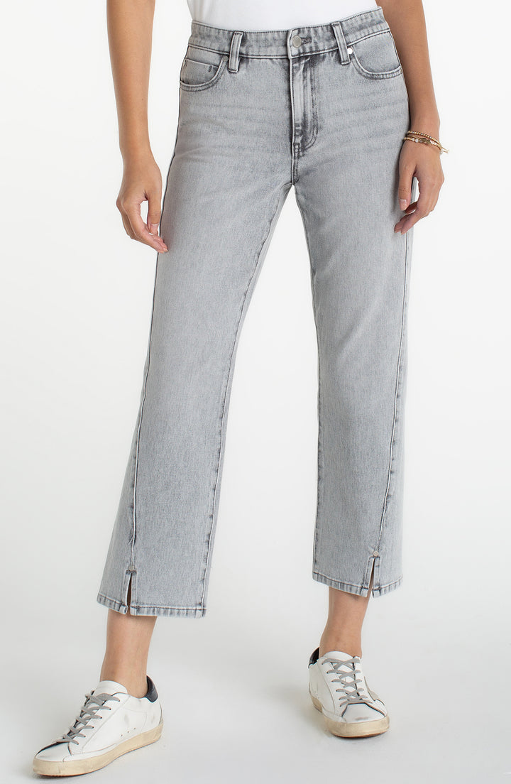 KENNEDY STRAIGHT JEANS W/SEAMING DETAIL AND SLIT - ALPINE GREY