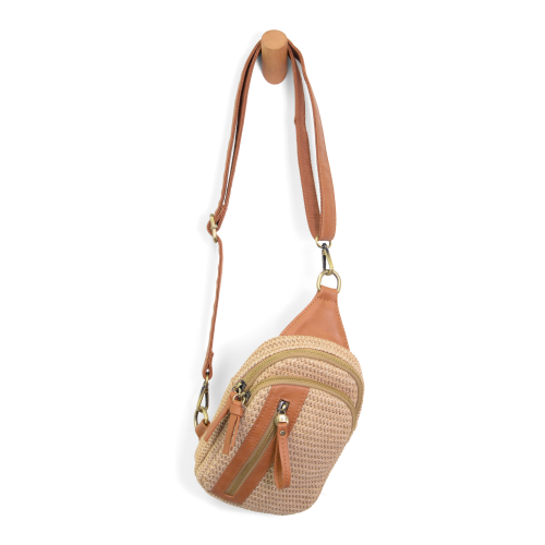 SKYLER SLING BAG - NATURAL STRAW