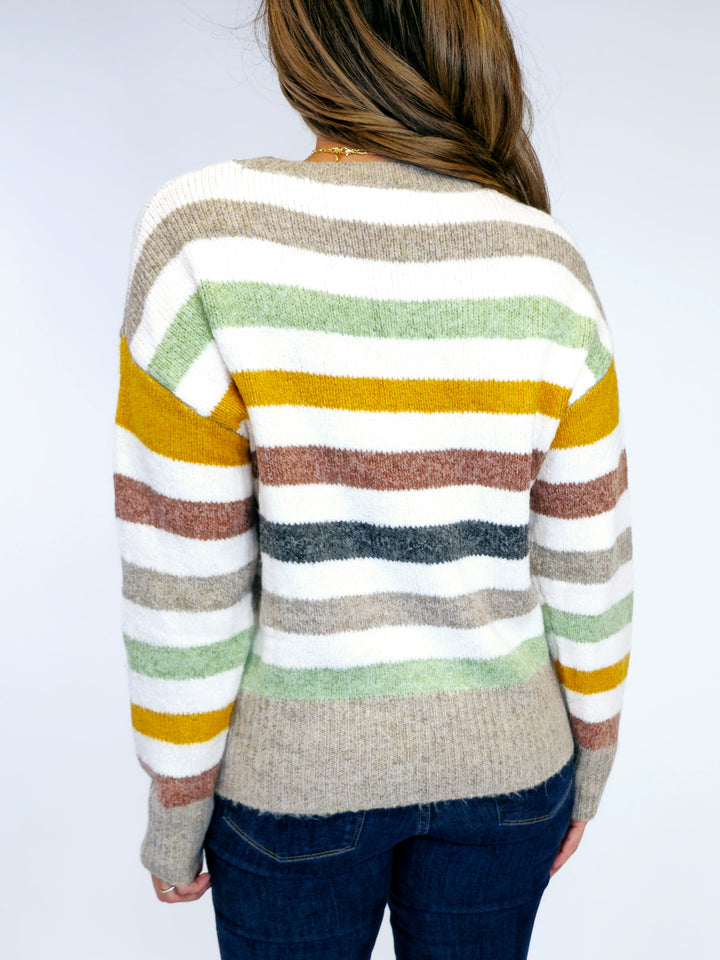 MULTI COLOR STRIPED SWEATER - OFF WHITE