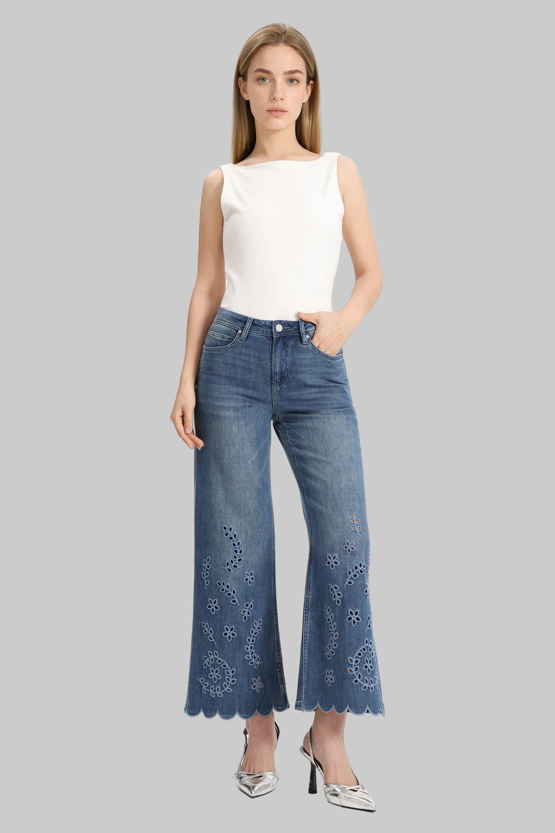 BAYEAS HR TORONTO FLARE ANKLE JEANS - NEBULA - 26" INSEAM