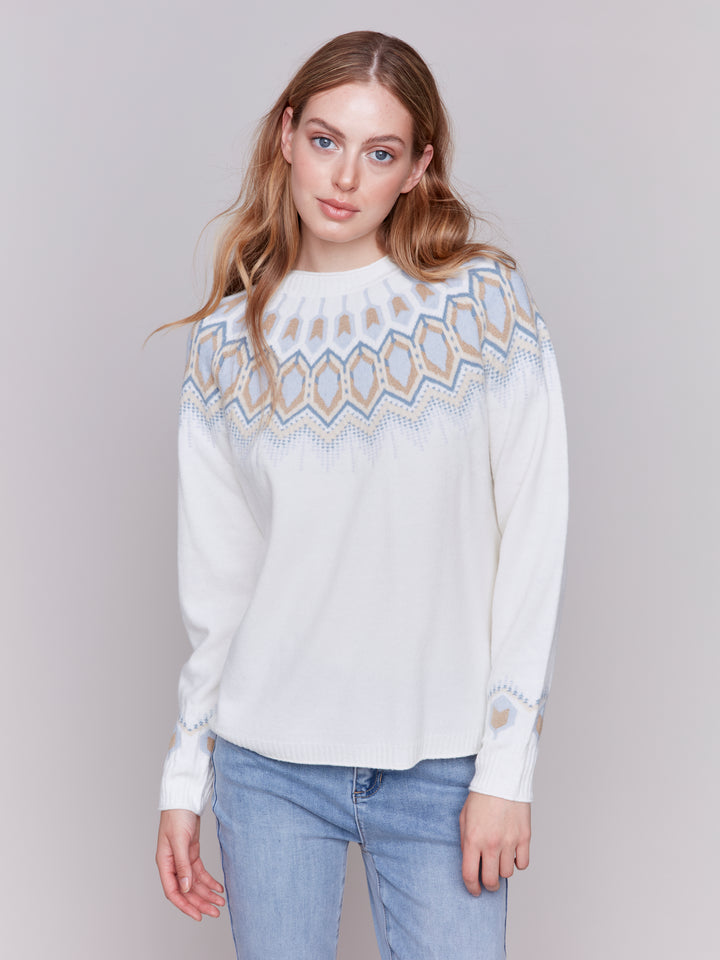 RAGLAN SLEEVE SKI SWEATER - CREAM