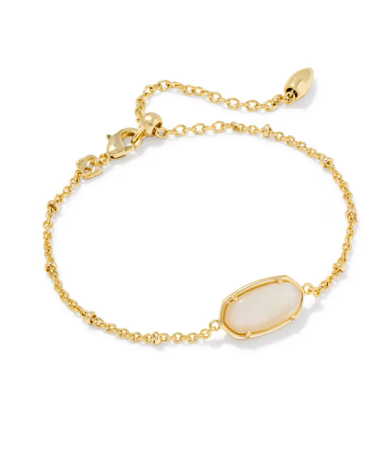 KENDRA SCOTT TIGER STRIPED ELAINA DELICATE CHAIN BRACELET - GOLD NATURAL MOP