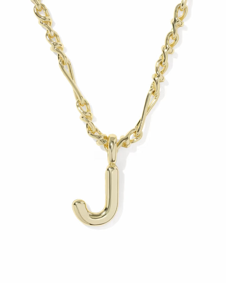 KENDRA SCOTT BUBBLE LETTER J SHORT PENDANT NECKLACE - GOLD