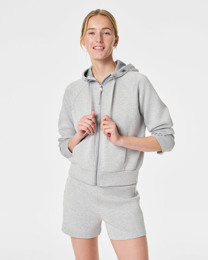 AIRESSENTIALS FULL ZIP HOODIE - LIGHT HEATHER GREY