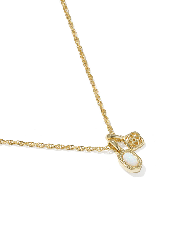 KENDRA SCOTT MINI ELISA DIRA NECKLACE - GOLD BRIGHT WHITE OPAL